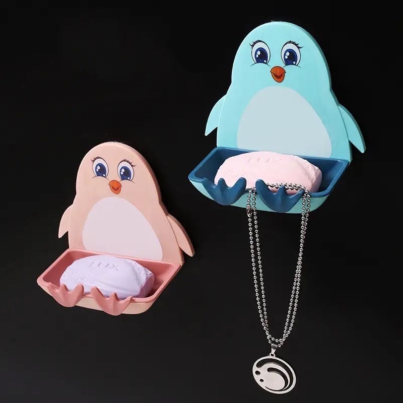 Cute Penguin Soap Box, Penguins Shape Soaps Box with Hook, Cute Drain Toilet Free Punch Shelf Soap Box, Bathroom Soap Case, Dormitory Bath Soap Dish Cute Penguin Soap Box, Penguins Shape Soaps Box with Hook, Cute Drain Toilet Free Punch Shelf Soap Box, Bathroom Soap Case, Dormitory Bath Soap Dish